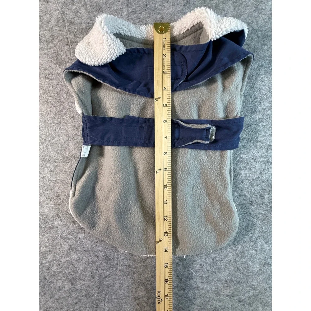 Double Nice‎ Co Navy Blue Sherpa Fleece Lined Dog Vest Jacket Adjustable No Size